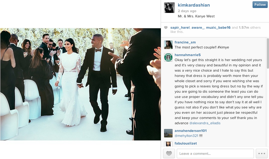 Lifestyle|Kim Kardashian and Kanye West Wedding Photo Becomes Most Liked Photo Of All Time
